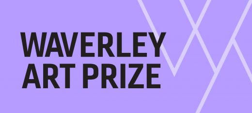 A purple background with WAP etched in it and the words 'Waverley Art Prize, 2024'.