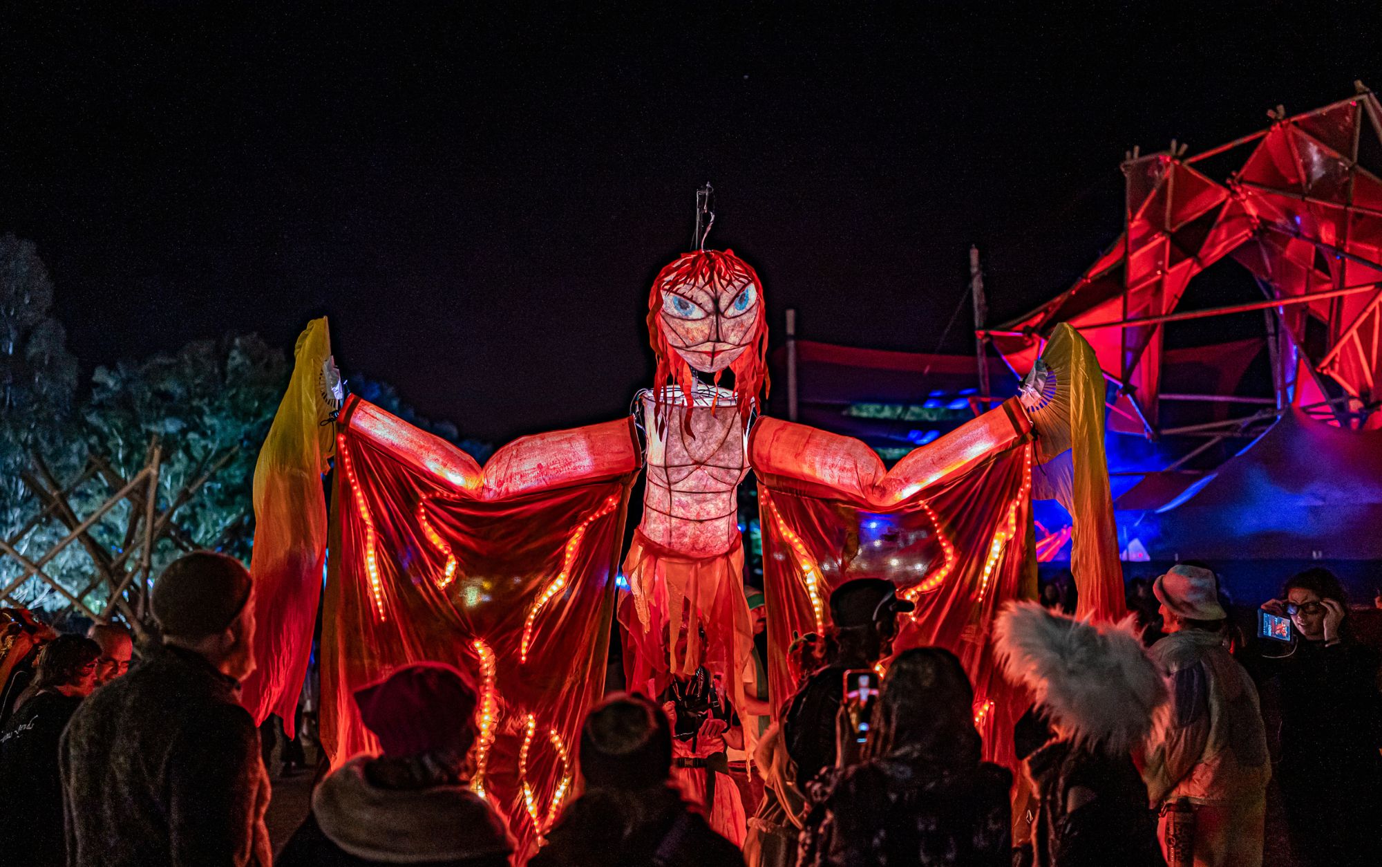 The Spark fire spirit Nova illuminated in the night