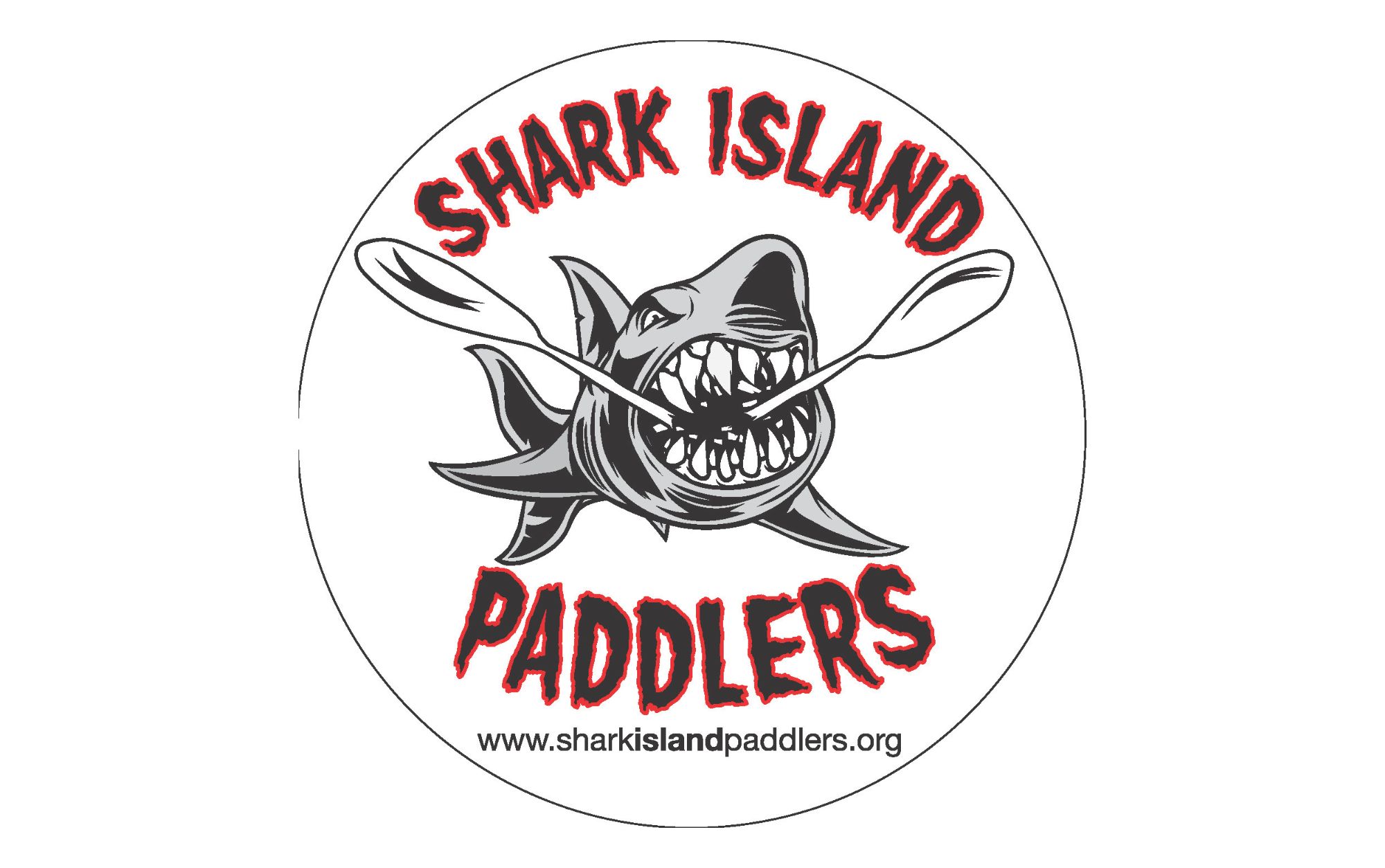 Shark island paddlers logo big shark with jaws open
