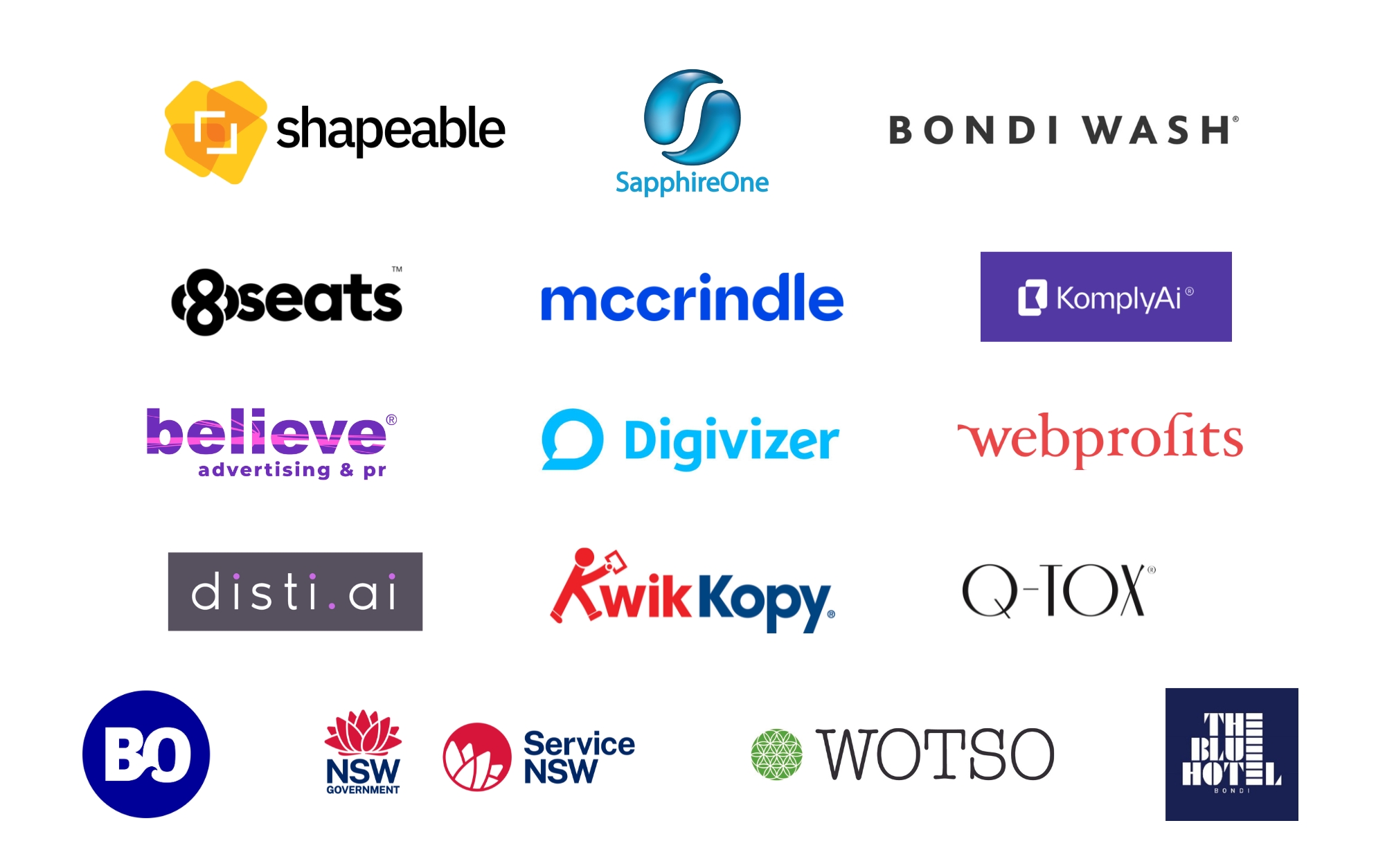 List of sponsor logos for Bondi Innovation Forum