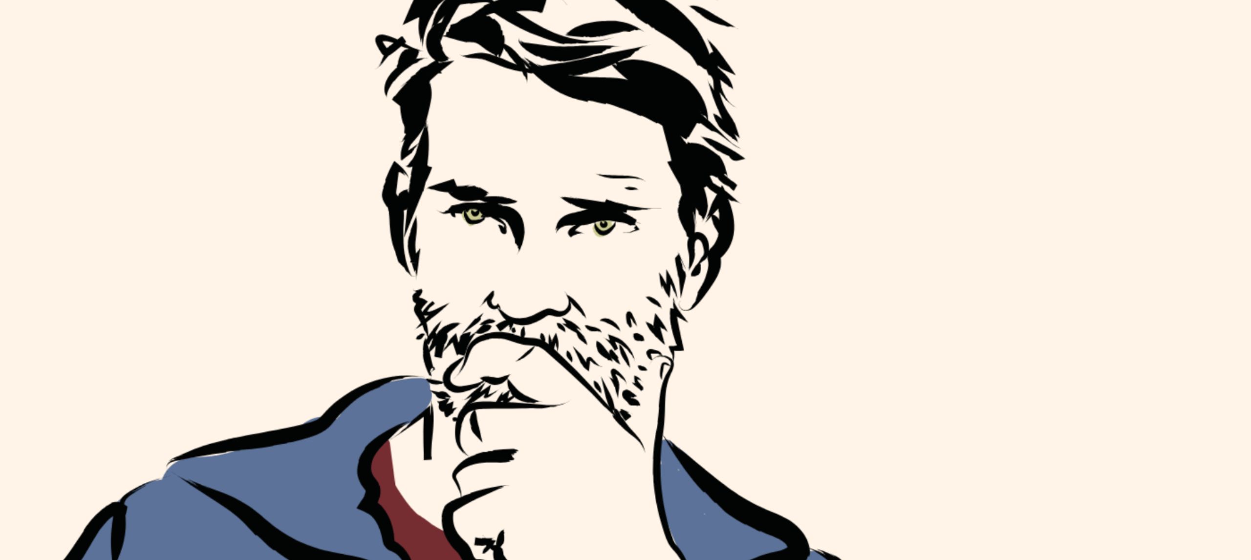 coloured sketch of Luke Heggie headshot