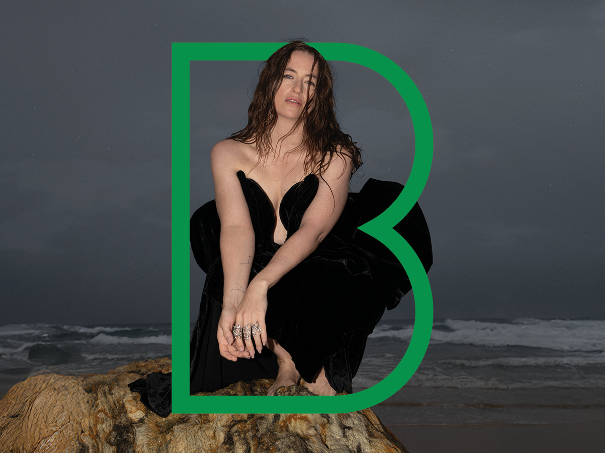 Meg Washington photographed on a beach